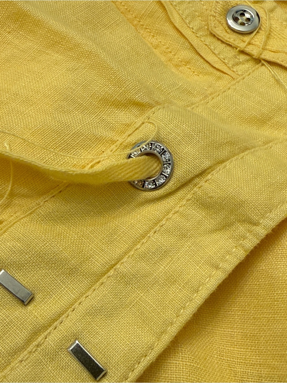 Women’s Yellow Cargo Linen Pants - Picture 8 of 9